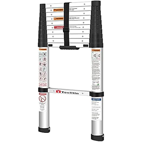 TOOLITIN Telescoping Ladder,10.5FT One Button Retraction Aluminum Telescopic Extension Ladder,Soft Close Design Extendable Ladders Portable for Household Daily or RV Work,330 Pound Capacity Cover