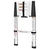 TOOLITIN Telescoping Ladder,10.5FT One Button Retraction Aluminum Telescopic Extension Ladder,Soft C