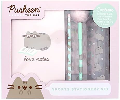 Pusheen Sports Stationery Set | 1x Drinking Bottle, 1x Pen & Pencil Set and 1x Writing Pad | Back to School | Stationary Supplies | Gifts for Girls and Boys