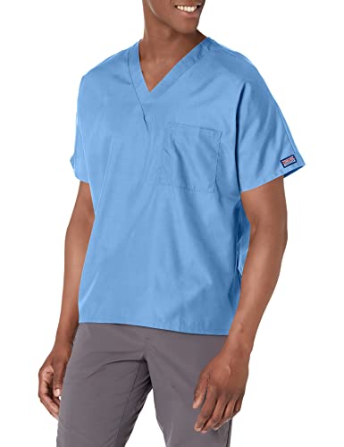 Image of Cherokee Scrubs for Women and Men Unisex V-Neck Tunic Nursing Scrub Top with Chest Pocket, Tuckable Durable Fabric - 4777 | 1 Chest Pocket For Essentials, Traditional Fit, Durable Construction, Comfortable Knit Details, Easy Care, Tuckable Style