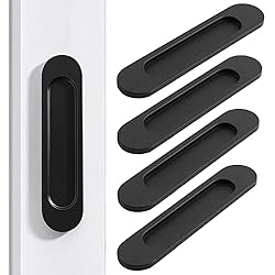 4 Piezas Tiradores de Puerta Corredera Ovalados Autoadhesivos, Tiradores Cocina Negro Tiradores de Puerta Corredera Empotrados Mango Sin Perforaciones para Puerta de Cristal Mango de Ventana