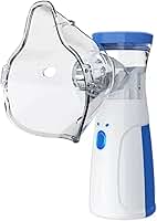 Nebulizador Inalador Portátil Mesh Silencioso, Branco e Azul, USB e Pilha AA, com Máscaras Adulto e Infantil, Cabo USB Incluído