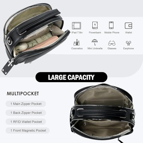 Image of MOCA Womens Handbag Multi-pocket Messenger Bag PU Leather Tote Bag Crossbody Sling Bags Shoulder Bag,Gifts for women & Girls