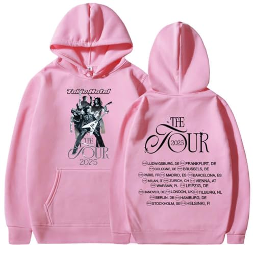 CUTTE Tour 2025 Sudadera con Capucha Tokyo Hotel, Merchandising Oficial, Estilo Streetwear Unisex (Rosado,XS)