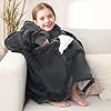 Touchat Wearable Blanket Hoodie for Kids & Teens 6-13 Year Old, Oversized Sherpa Fleece Sweatshirt with Pocket, Soft Cozy Hooded Blankets Christmas Birthday Gift for Boys and Girls, Grey #1