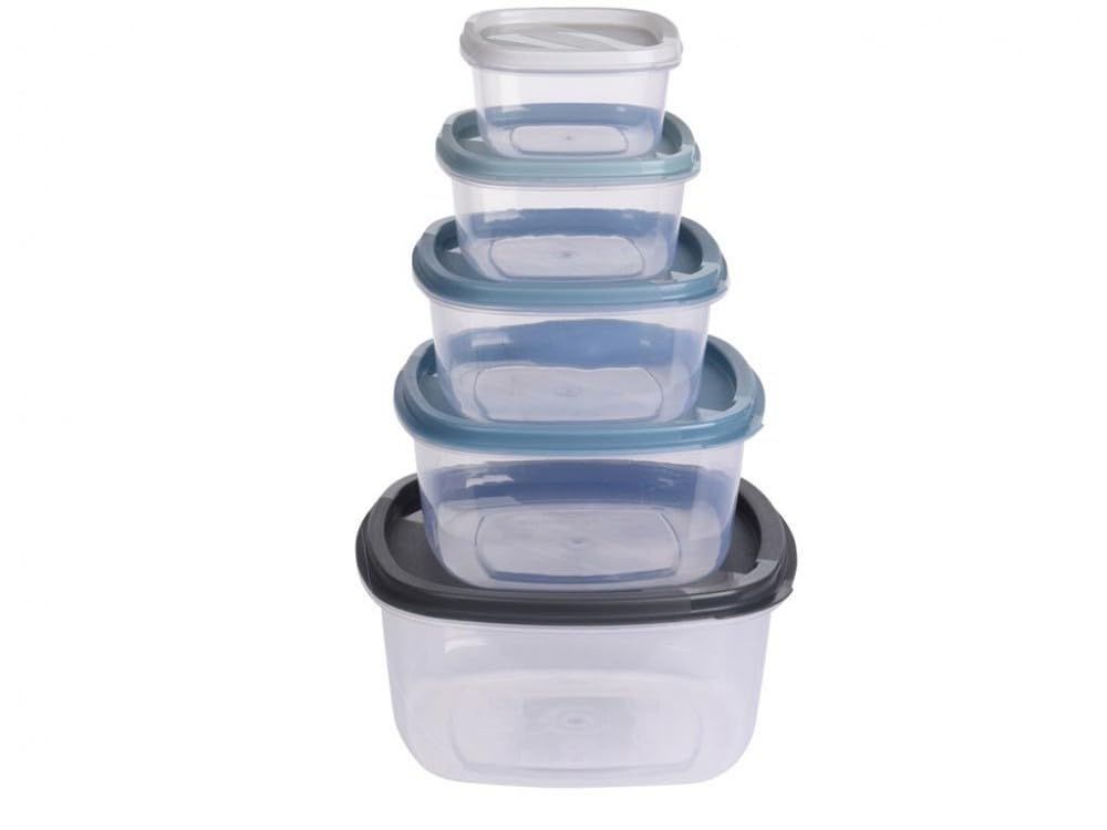 Nixby Excellent Houseware Food Storage Box set 5 Pieces Plastic Containers with Lids, Transparent Refrigerator Storage Box, Vegetables and Fruits Food Storage Box | Multicolor