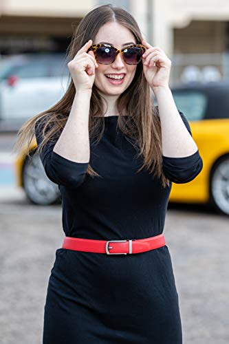 Women's Leather Ratchet Belt, Trim to Fit 18"- 44" Waist, No Holes, Packed in a Gift Box (W726X Tango Red, 30mm Wide)4