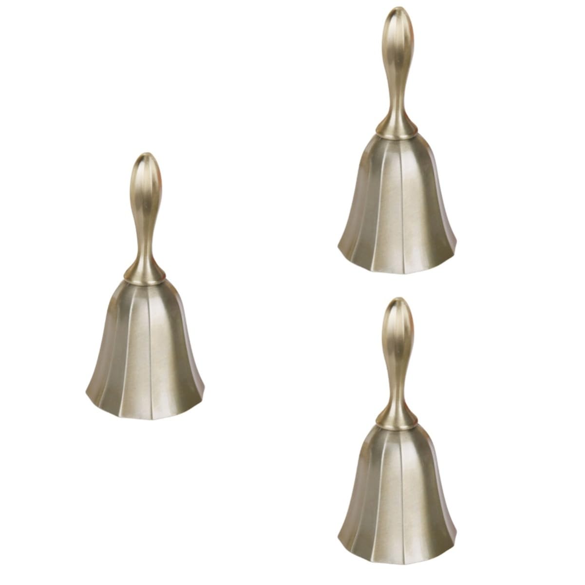 MAGICLULU 3piezas Campana De Mano Retro Para Restaurante y Bar Campana De Servicio Ligera y Resistente Para Recepciones y Comedores Diseño Antiguo Bronce
