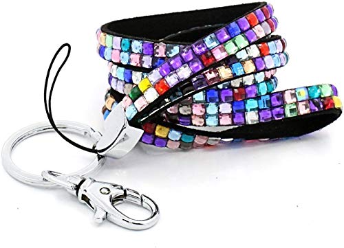 ELENKER Bling Schlüsselband mit Rhinestone Strass ID Badge Holder mit Karabinerhaken Schlüsselring Bunte