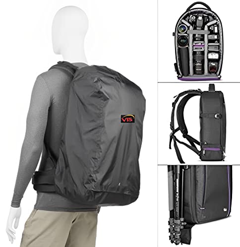 Image of VTS DSLR Camera Waterproof Backpack for Lens Accessories Tripod Monopod Heavy Duty and Video Camera (Black)