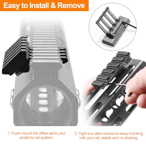 image for FENTUK Picatinny Offset Rail Mounts, 5 Slots 45 Degree Offset Picatinn