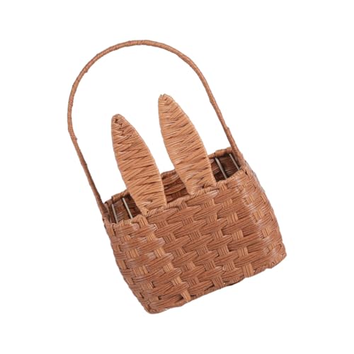 ifundom Cesta de Picnic Tejida Ligera y Fácil de Llevar Diseño de Conejo, Adecuado para Almacenamiento de Snacks y Pan en Exteriores y Picnics