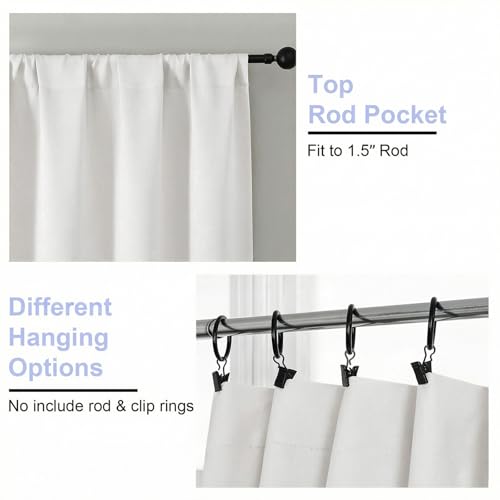 Image of Simplebrand Ava Ivory Short Light Filtering Curtains for Bedroom 54 Inches Long 2 Panels Set, Solid Thermal Insulated, Energy Saving Window Treatment Curtains Light Filtering Drapes, W40 x L54 Inch