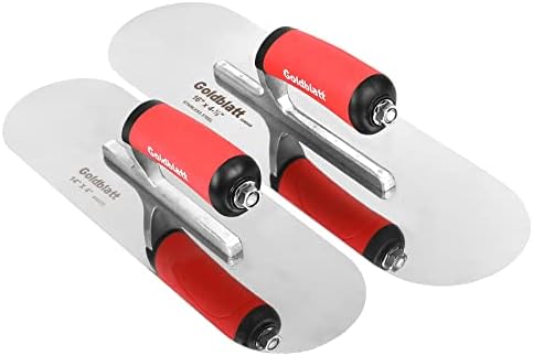 Goldblatt 2 Pieces Pool Trowel Stainless Steel with Soft Grip Handle, Includes 16'' x 4-1/2'' & 14'' x 4'' Finishing Trowels Set, Lightweight Alloy Mounting, Round End