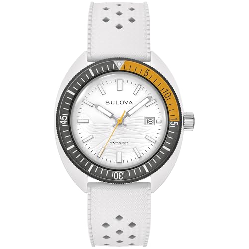 Bulova Montre Homme - Quartz Japonais Analogique - Bracelet Caoutchouc Perforé - 98B459