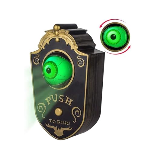 SUJAHHUJIQ Timbre de puerta de Halloween, decoración de puerta de Halloween, timbre embrujado, globo ocular animado con sonidos espeluznantes para fiesta de Halloween, evento de truco o trato