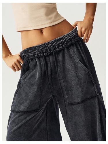 SOLY HUX Women's Wide Leg Sweatpants Drawstring Elastic Waist Palazzo Long Baggy Pants with Pockets4