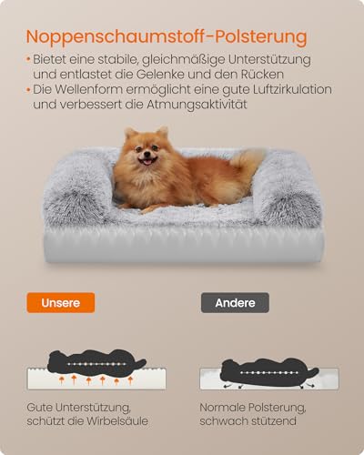 Feandrea FluffyHug Hundebett, Hundekissen Größe M, Hundematte für Miniaturhunde, kleine Hunde, Hundesofa Noppenschaumstoff, Bezug abnehmbar und waschbar, 76 x 58 x 16 cm, Ombré-Grau PGW231G01V1