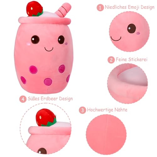 HXPLN Bubble Tea Kuscheltier 50cm, Kawaii Plüschtier, Kissen Süße Plüschtiere für Mädchen und Jungen, PlüSch Spielzeug für Kinder Erwachsene (Rosa)