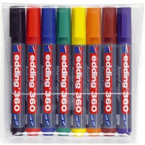 Edding Mehrfarbiger Whiteboardmarker 360 VE=8 Farben, Kegelspitze, Marker, Stift, Bürobedarf