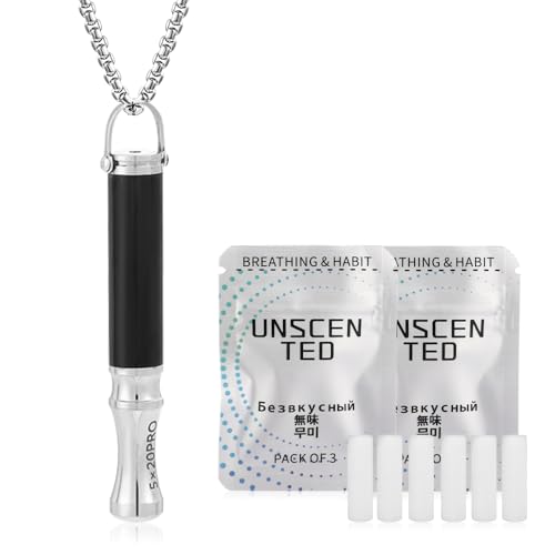 Breathing Necklace, Quit Smoking Necklace with 6 Unscented Cotton Filters, Breathe Free Necklace for Anxiety, Stress Relief, Stop Smoking (Black)