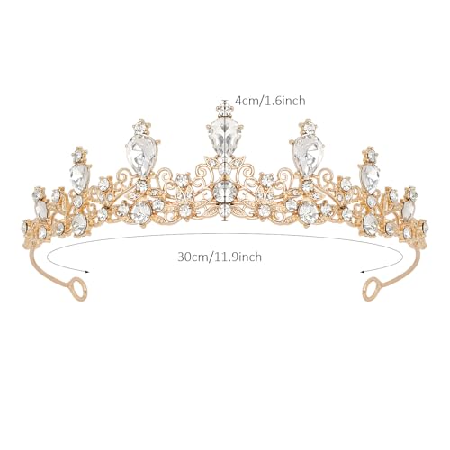 Image of CURASA Tiara And Crown For Women Gold Princess Crowns Rhinestone Fairy Metal Headband Crystal Tiaras For Wedding Bridal Birthday Party Prom Hair Accessories