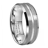 TUTISS 8mm Tungsten Rings for Men Women Fashion Engagement Wedding Bands Grooved Matte Finish Beveled Edges Comfort Fit Size 11