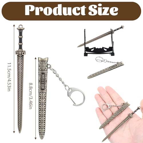 QFGasre Ancient Sword Letter Opener with Sheath and Display Stand Decorative Letter Openers Sword Desk Decor Office Mail Opener Knife Metal Plated Envelope Slitter for Office Daily Mail Supplies