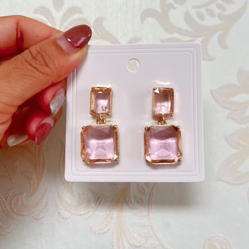 Rectangle Crystal Earrings for Women Transparent Rectangle Drop Earrings Rhinestone Geometric Earrings Wedding Guest Jewelry for Women4