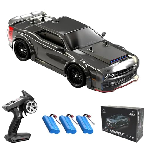 Teeggi Coche teledirigido para adultos, 1:16 RC Drift Car, 2,4 GHz, coche de carreras de alta velocidad con luz LED, motor sin escobillas, 3 pilas