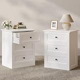 wanan Nightstands Set of 2 with Hidden Drawer, White