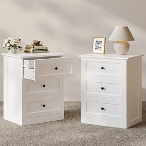 wanan Nightstands Set of 2 with Hidden Drawer, White