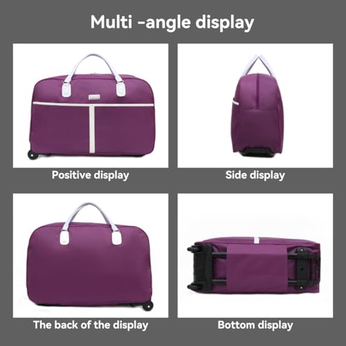 "Travel Duffel Bag with Wheels and Handles, Large Weekender Handbag Toiletry Bag for Overnight Trip, Black"4