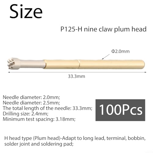 Image of Spring Test Probe Receptacle Tool For Various PCB Testing Needs, Metal Insulated Needle Round Head Pogo Pin Probe Test Tools PCB Testing(P125-H)