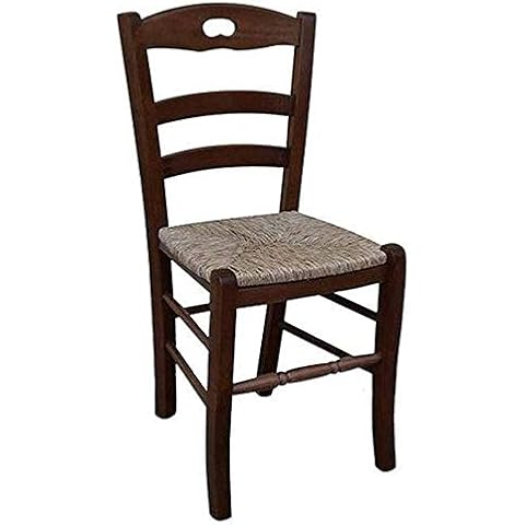 Silla de madera maciza con asiento de paja Austral, modelo Lory Cover