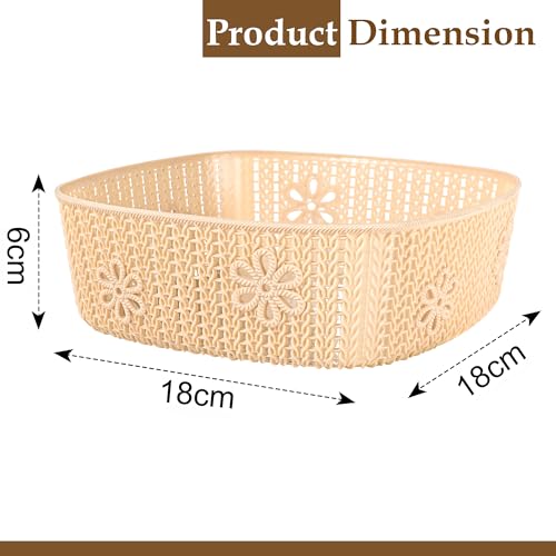 Image of Kuber Industries 3 Pcs Plastic Small Fruit Basket for Dining Table | Snacks, Groceries and Vegetable Basket for Kitchen Storage | Iceland Design - Cream