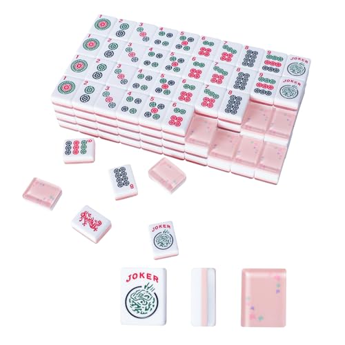 TIASUSAN American Mahjong Tile Set with 166 Quality Acrylic Tiles (1.2 Pink Tiles Only) Mah jongg Game Set
