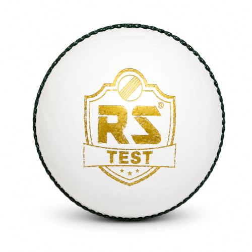 Image of R S Professional White Test 4 Piece Cricket Leather Ball Power Series Hand Stitched Ideal for T20, ODI & Test Matches (5, White)