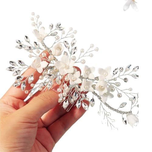 Peigne mariée en céramique blanche et perles étincelantes