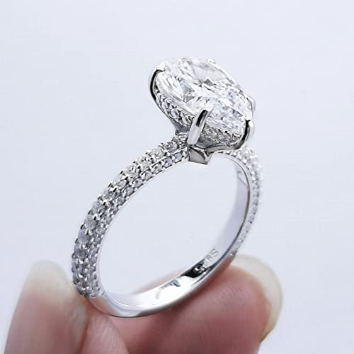 Bo.Dream 2ct/3ct Pear Shaped Cubic Zirconia CZ Engagement Rings Platinum Plated Sterling Silver4
