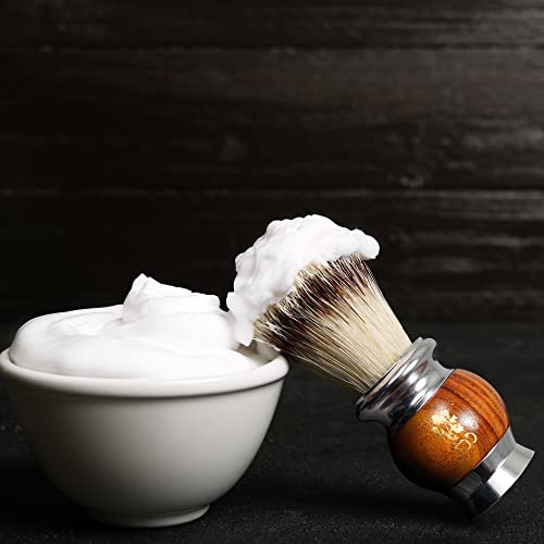 The Cambridge Cut Throat® Luxury Missanda Hardwood And Stainless Steel Men's Shaving Brush For Soap, Foam Or Cream With Premium Synthetic Silvertip Vegan Friendly Badger Bristles Male Grooming Present #TOP1