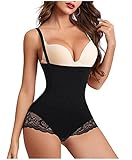 Gotoly Waist Trainer for Women Lace Bodysuit High Waist Tummy Control Butt Lifter Panties Slim Full Body Shaper Shorts (Black, Medium-Large)