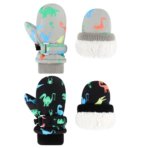 Toddler Snow Gloves Toddler Waterproof Mittens Kids Ski Gloves Fleece Lined Kids Mittens Winter for Boys Girls