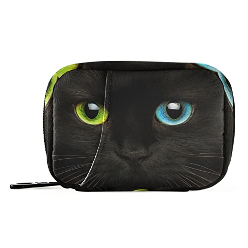 Naanle Mysterious Cat Pill Box 7 Day Pill Case Travel Pill Organizer Bag with Zipper Portable Weekly Case Compact Size for Vitamin Supplement Holder