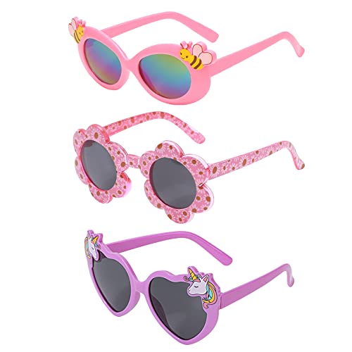 Hifot 3 Piezas Unicornio Gafas de Sol para Niñas, Linda Marco de Plástico Gafas de Sol de Fiesta Decorativas para Niños Viajes de Vacaciones en la Playa Hawaiana Junto al mar