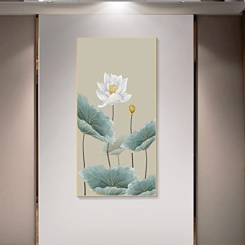 Broderie diamant full drill lotus grand format 40x100cm en cristal strass