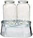 Circleware Mini Mason Jar Glass Beverage Dispensers with Stand Bucket, Fun Party Home Entertainment Glassware for Water, Juice, Beer, Punch, Iced Tea Drinks, 120 oz each, Double Lancaster