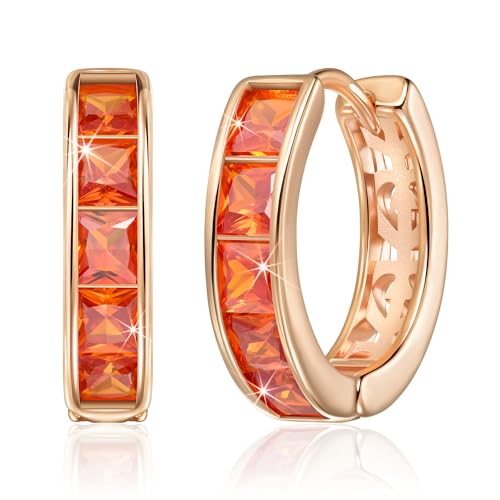 Linawe Pendientes con forma de hélice criolla de oro rosa, piercings para mujer, piercings en forma de concha, pendientes hipoalergénicos de color naranja sin níquel para mujer