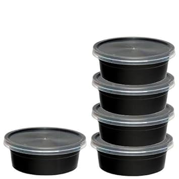 JYK Reusable Black Container - 250ml (Pack of 25 Piece), Food Storage micro wave safe, freezer safe Containers with transperant Lid for Kitchen, Plastic