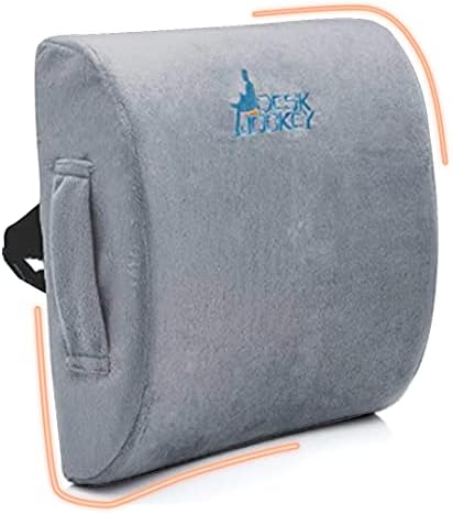 Desk Jockey Lumbar Support Pillow - Clinical Grade Memory Foam Back Support Office Chair, Car Seat, Recliner - Firm Lumbar Pillow for Everlasting Support